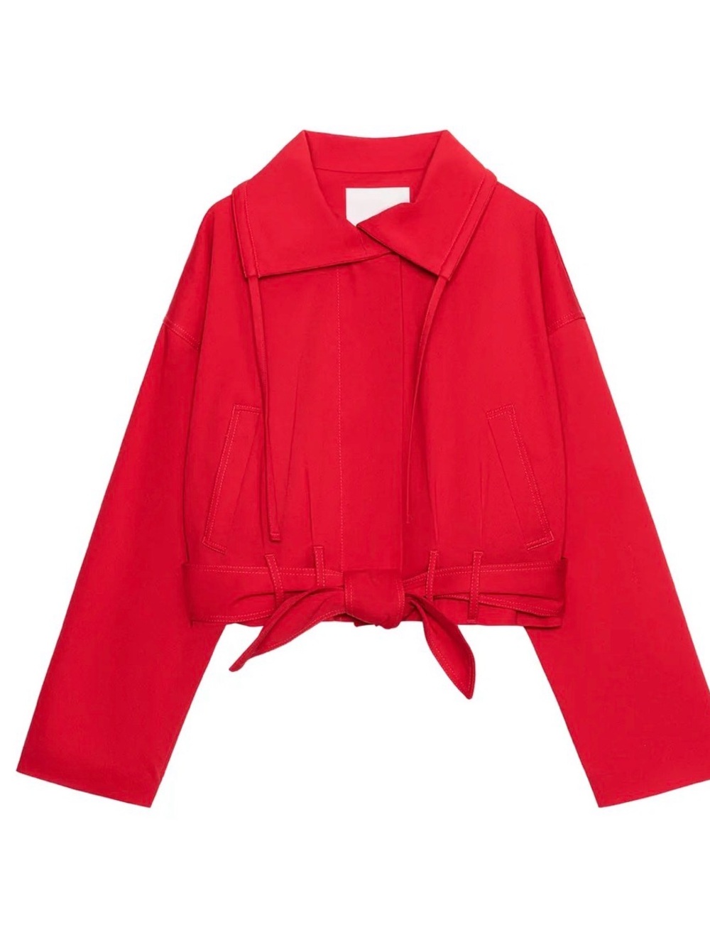 BNWT Zara Red High-Neck Belted Bomber Jacket - Picture 4 of 4